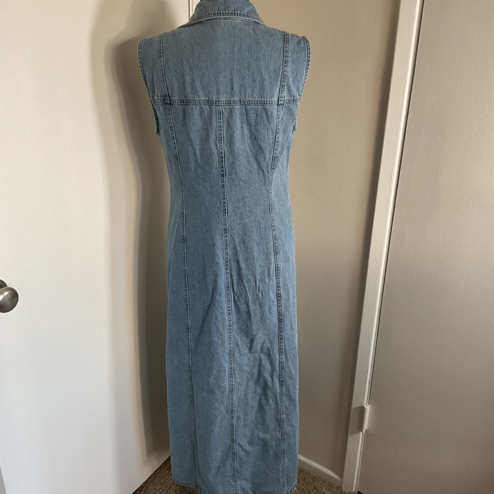 House of Harlow Denim Maxi Dress M Medium Sleeveless Button Front Revolve Boho - Picture 7 of 7